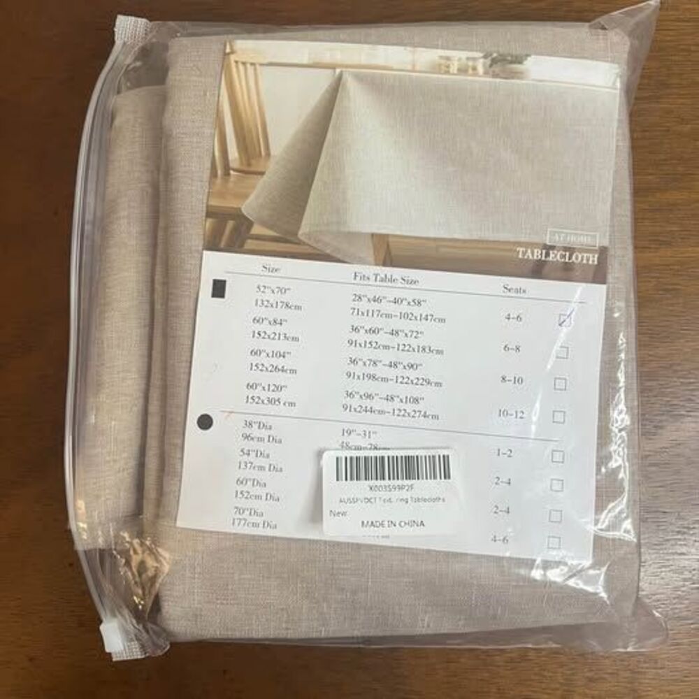 52"x70" Beige Rectangular Tablecloth Fits 28x46 - 40x58